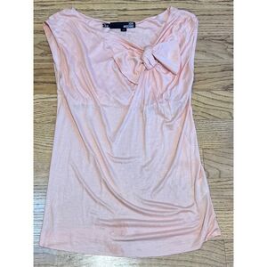 LOVE MOSCHINO Peach Sleeveless Bow Top Built In Bandeau Viscose Silk Sz 6